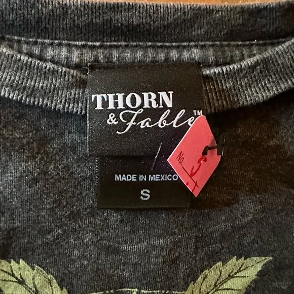 NWT Thorn & Fable Death 💀 Moth Mushrooms Mineral Wash cropped T-Shirt size S - Picture 5 of 6